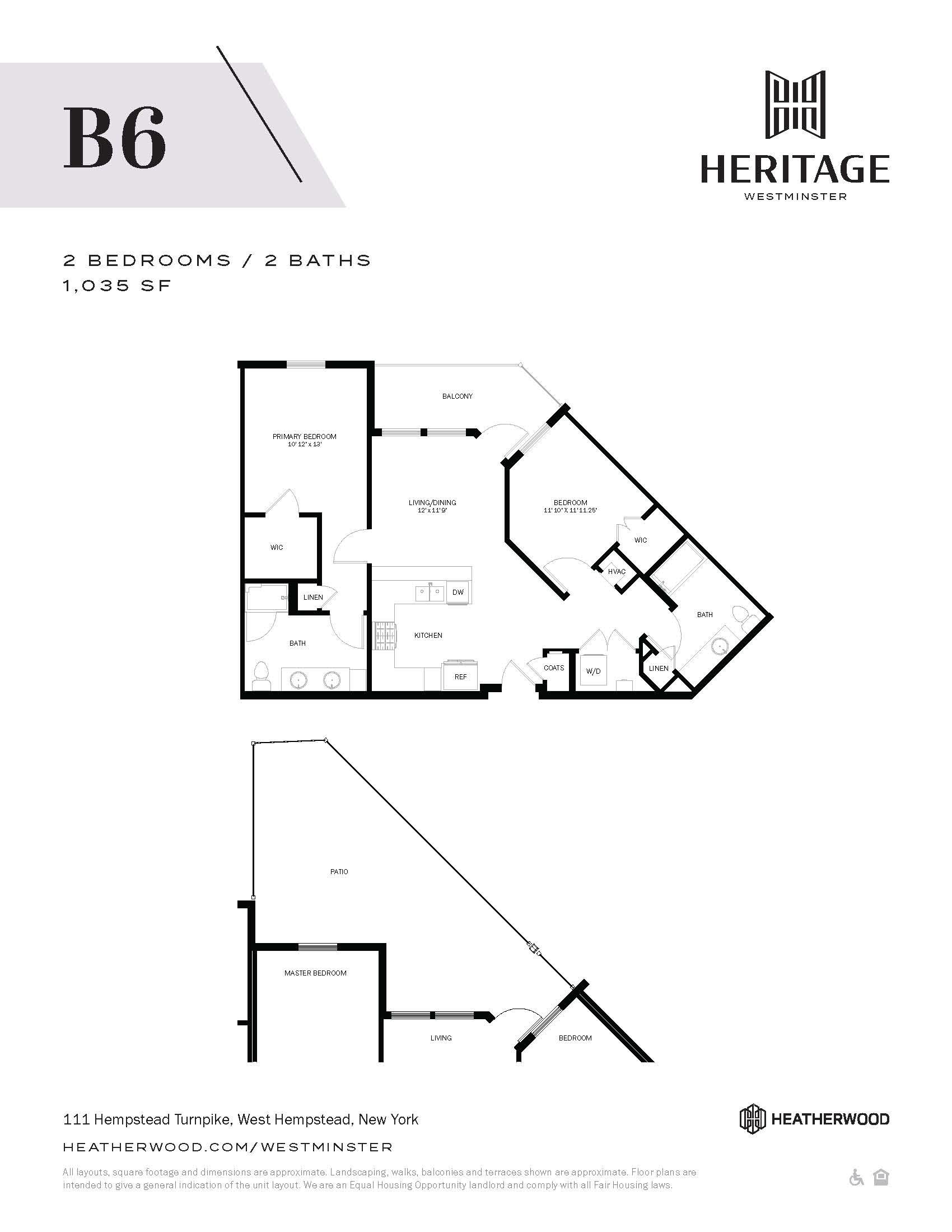 2 Bed, 2 Bath - B6 Floor Plan
