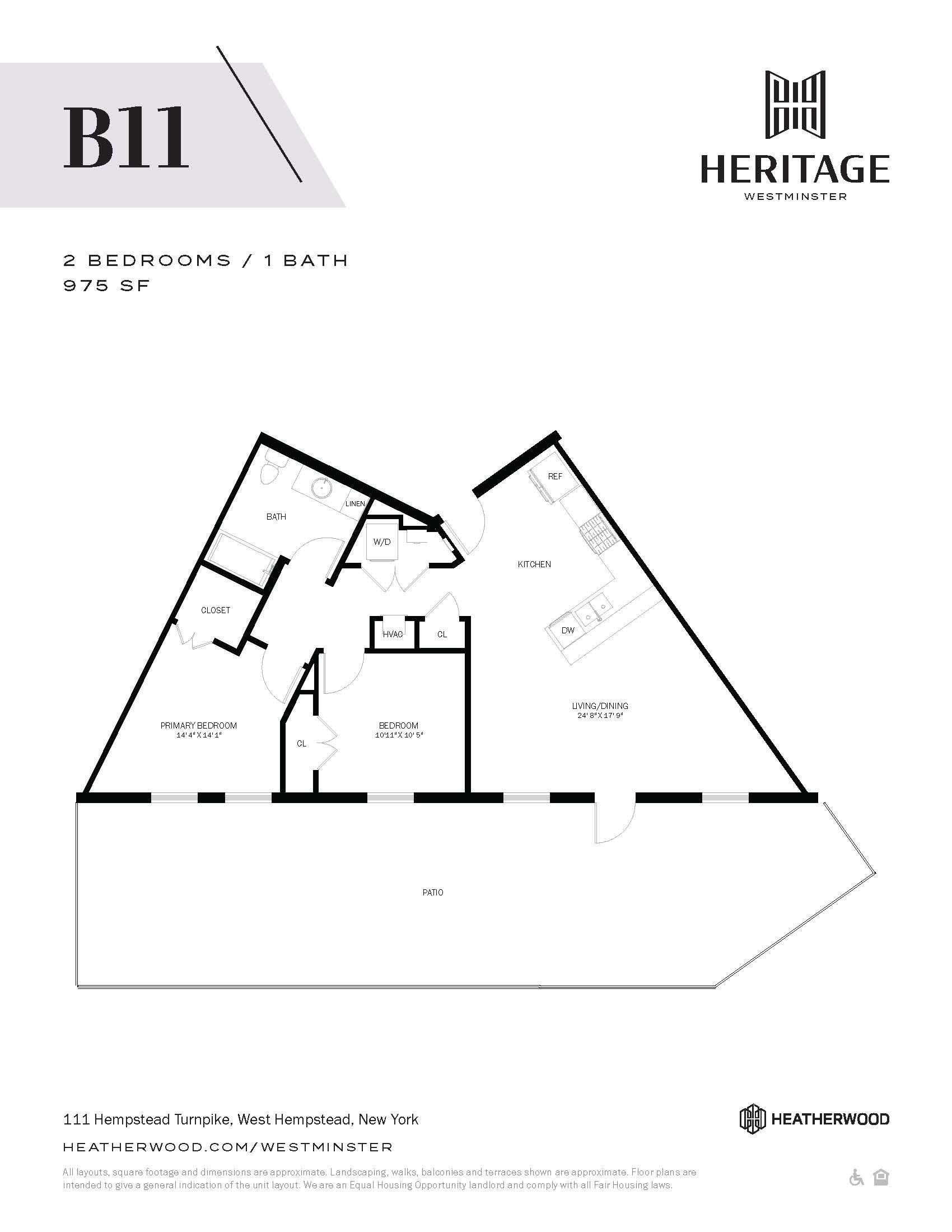 2 Bed, 1 Bath - B11 Floor Plan