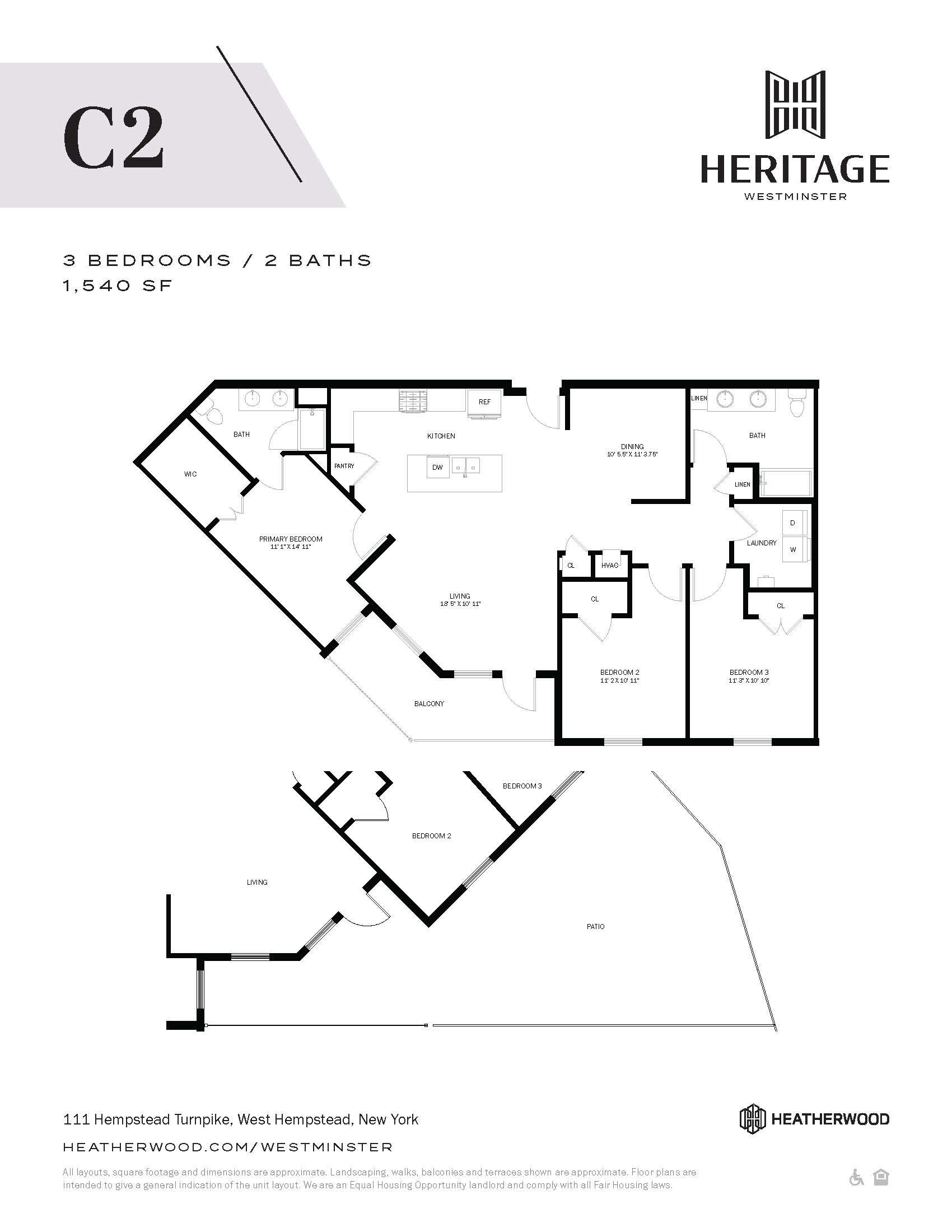 3 Bed, 2 Bath - C2 Floor Plan